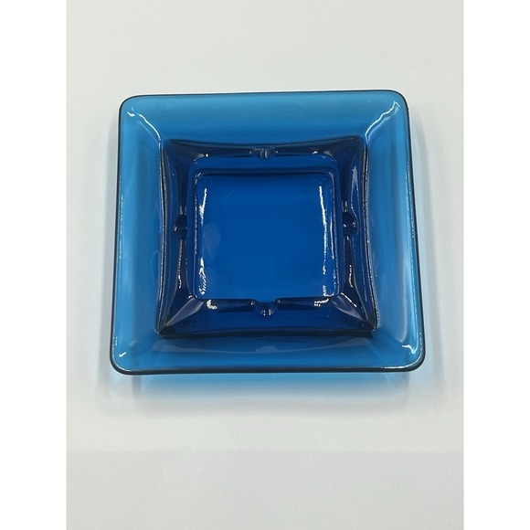 Vtg Viking Glass Bluenique Deep Cobalt 6" Ashtray Soap Trinket Jewelry Dish - Picture 4 of 5